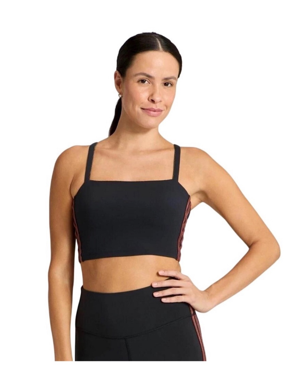 All In Motion Everyday Soft Light Support Velour Piped Sports Bra (Black - XS)